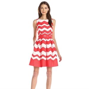 Red and White Sleeveless Fit and Flare Mini Dress
